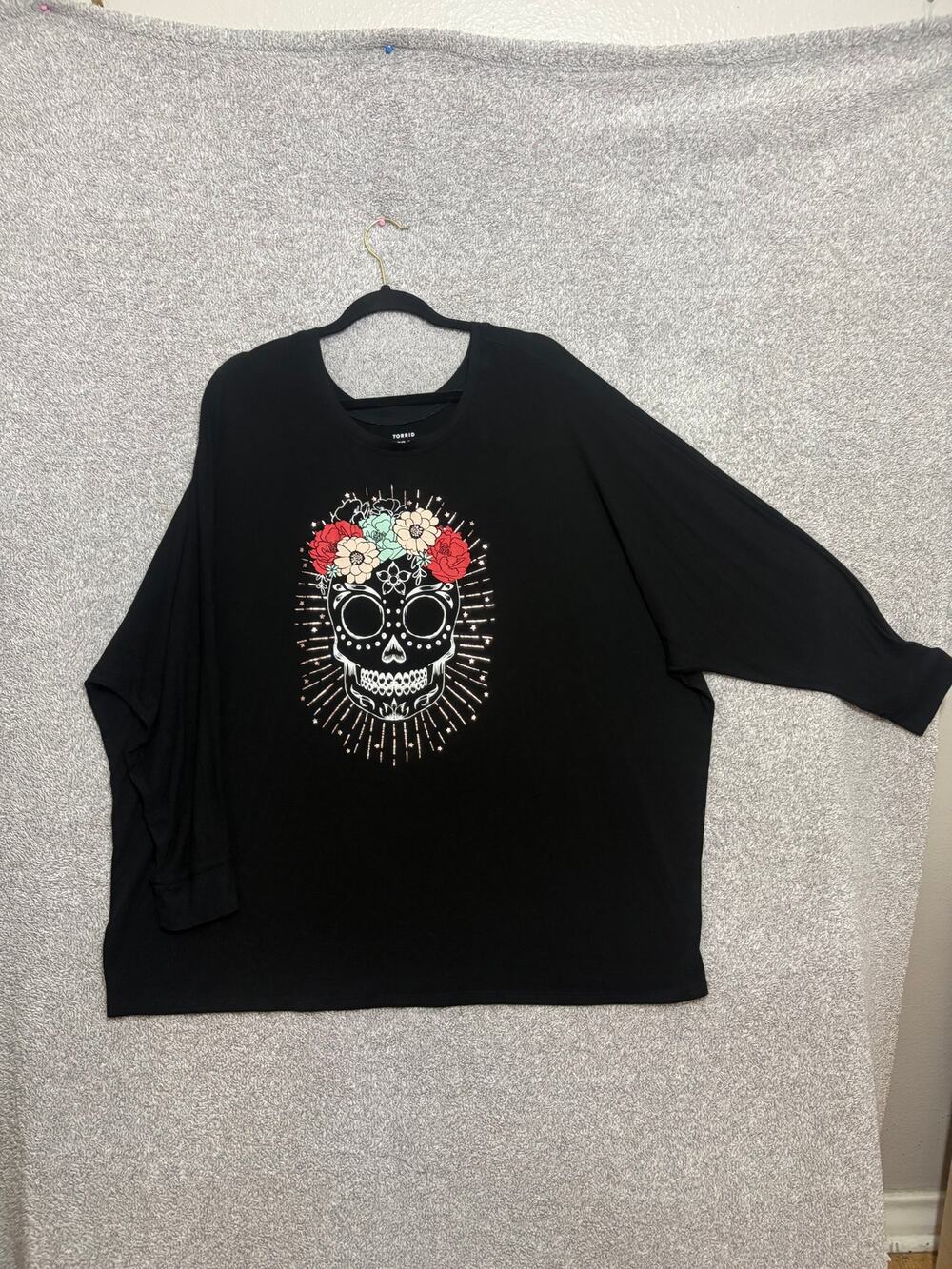 Torrid 3X Sugar Skull Floral Goth Super Soft Tunic Top